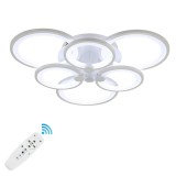 Cumpara ieftin Lustra LED, 120W, 6 cercuri, alb, telecomanda, lumina rece/calda/neutra, intensitate reglabila