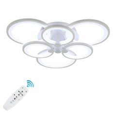 Lustra LED, 120W, 6 cercuri, alb, telecomanda, lumina rece/calda/neutra, intensitate reglabila