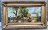 Tablou vechi - peisaj pastoral - semnat Neise, Animale, Ulei, Realism