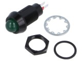 Lampă de control LED verde convexă 24-28V MARL IP67 &oslash;12,7mm