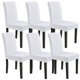 Huse pentru scaun W6 set 6 buc poliester/elastan alb [neu.haus] HausGarden Leisure, [neu.haus]
