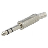 Conector Jack 6,3mm Mufă Tată Stereo cu Manșon Piste 3 Drept