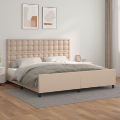 vidaXL Cadru de pat cu tăblie, cappuccino, 200x200 cm, piele ecologică foto