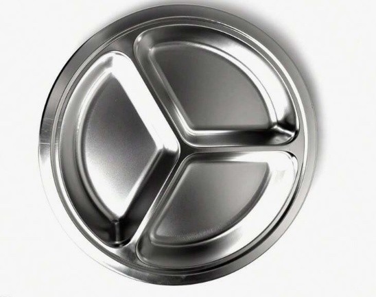 Farfurie inox 3 compartimente, diametru 22 cm