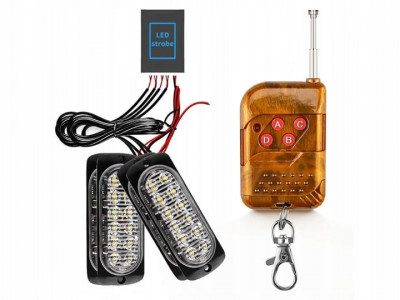 Lampa stroboscop 6 LED galben 4 bucati pe set cu telecomanda foto