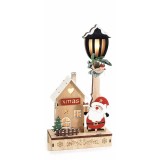 Decoratiune Mos Craciun lemn cu led 14x6x26.5 cm