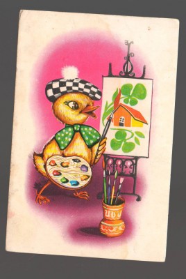 CPIB 20015 CARTE POSTALA - FELICITARE - BOBOC DE RATA CARE PICTEAZA O CASUTA foto