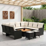 vidaXL Seturi de mobilier cu pernă 8 pcs Negru și Crem Ratan PE 3422196