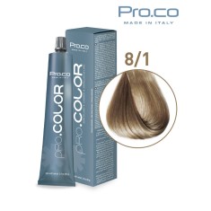 Vopsea de par profesionala PRO.COLOR 100 ml - Pro.Co - 8/1 BLOND DESCHIS CENUSIU