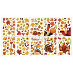 Set 191 autocolante cu frunze si pasari, PVC, multicolor