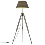 Cumpara ieftin Lampă de podea cu trepied, gri/negru, 141 cm, lemn masiv tec