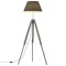 Lampă de podea cu trepied, gri/negru, 141 cm, lemn masiv tec