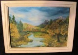 Cumpara ieftin PVM - Tablou &quot;Peisaj de Toamna cu Rau&quot; u/p semnat &quot;Ionel Ignat &#039;93&quot;, Peisaje, Ulei, Realism