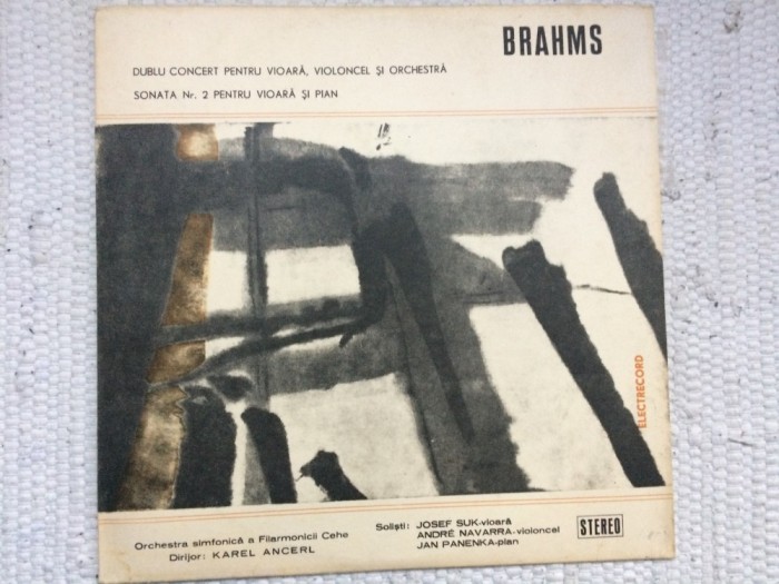 brahms dublu concert pentru vioara violoncel si orchestra sonata nr 2 pt vioara si pian disc vinyl lp muzica clasica