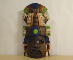 Masca veche Maya sculptata in lemn |Chichen Itza| Mexic