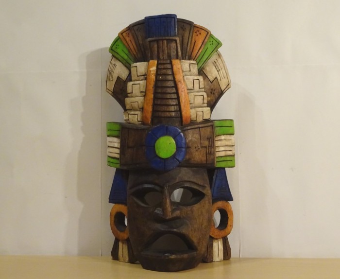 Masca veche Maya sculptata in lemn |Chichen Itza| Mexic