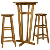 Set mobilier de bar, 3 piese, lemn masiv de salc&acirc;m