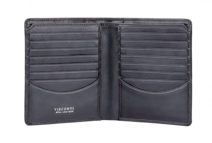 Portofel din piele Visconti Tuscany 49, protectie RFID, negru - RESIGILAT