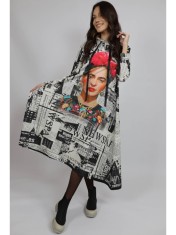 ROCHIE MAXI CU MANECA LUNGA ASIMETRICA CITY FRYDA MULTICOLORA TALIE UNICA Multicolora foto