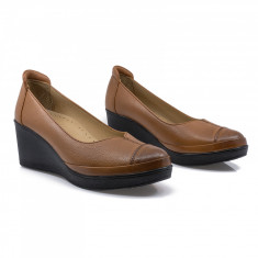Pantofi Dama, Caspian, Cas-2305, Casual, Piele Naturala, Coniac