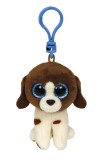 Breloc din plus TY Muddles, catel maro si alb, 8 cm