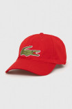 Cumpara ieftin Lacoste șapcă de baseball din bumbac culoarea roșu, cu imprimeu RK9871-HBP