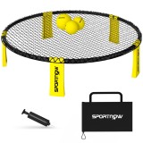 SPORTNOW Set joc mini-volei de exterior cu filet, 3 mingi și pompă, portabil cu sac de transport galben | Aosom Romania