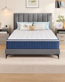 VASAGLE Saltea 140x200 cm cu arcuri individuale Pocket si spuma Memory Gel, sustinere 7 zone, mediu-ferma H3, alb