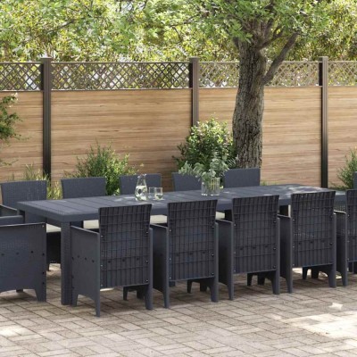 vidaXL Set de masă pentru grădină 13 pcs Antracit mare Polyrattan foto