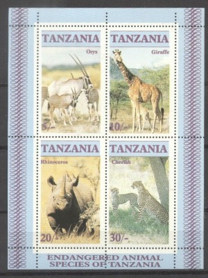 Tanzania 1986 Wild animals, sets in block, MNH S.047 foto