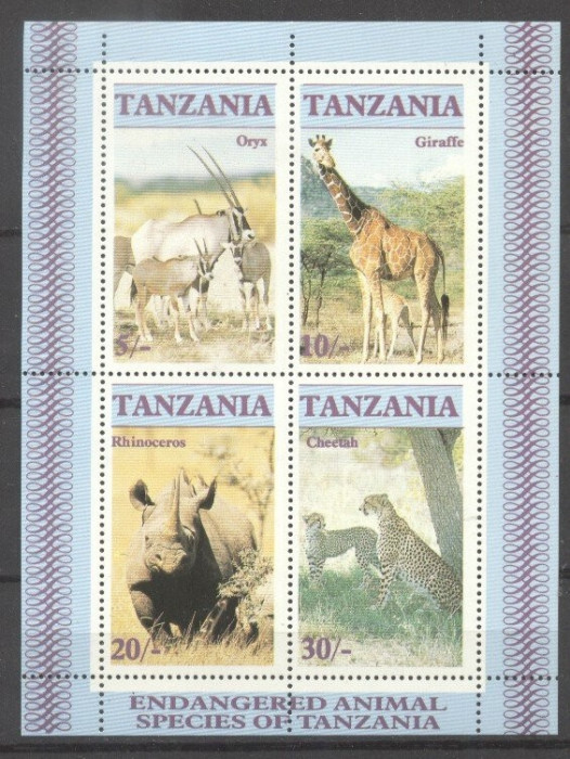Tanzania 1986 Wild animals, sets in block, MNH S.047
