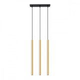 Lampă Suspendată Pastelo Cu Strălucire Aurie Din Oțel, 3 Becuri Tub Moderne De Interior