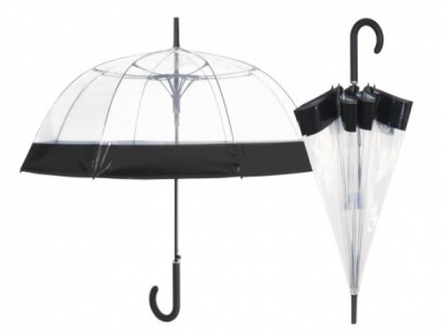 Umbrela dama automata Perletti forma cupola cu margine neagra 89 cm diametru foto