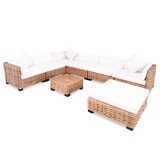 Set mobilier cu canapea 27 piese, culoare naturala, ratan GartenMobel Dekor, vidaXL