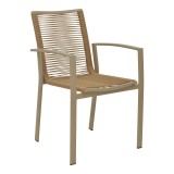 Cumpara ieftin Scaun de gradina Jonian stivuibil aluminiu plasa nuanta naturala 57x63x83 cm