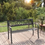 Cumpara ieftin Bancă de grădină, negru, 125 cm, oțel