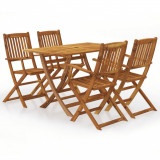 VidaXL Set mobilier de grădină pliabil, 5 piese, lemn masiv acacia