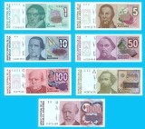 Argentina SET 7x (pick 323-329) 1+5+10+50+100+500+1000 Australes 1985-89 UNC