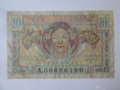 Rara! Franta 10 Francs/Franci 1947 Teritoriile ocupate/Trezoreria Franceza foto