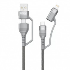Cablu Dudao 4in1 USB Type C PD / Cablu USB - USB Tip C Power Delivery (100W) / Lightning (20W) 1m Gri (L20XS) L20XS GRAY