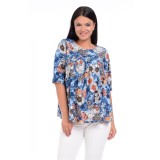 Bluza Dama Ampla cu flori Albastra - S