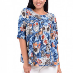 Bluza Dama Ampla cu flori Albastra - XL