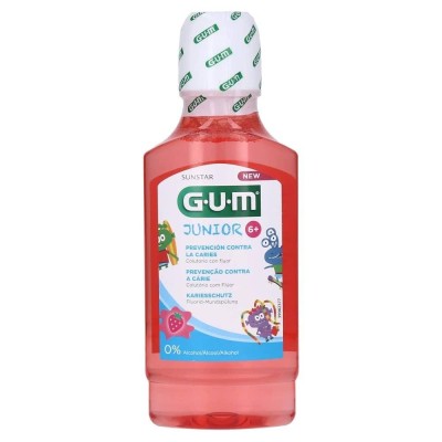 Apa de Gura pentru Copii, GUM, Junior, cu Fluor, Varsta 6+ ani, Aroma Capsuni, 300ml foto