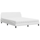 Cumpara ieftin Pat cu saltea, Dover, alb, 160x200 cm, piele ecologica