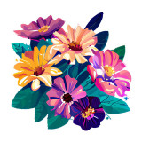 Sticker decorativ, Buchet de Flori, Multicolor, 62 cm, 10318ST
