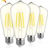 Set de 4 becuri BOOHENKA, LED, E27, 6W, sticla/metal, 12,7 x 5,8 cm