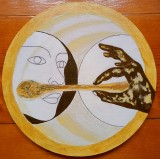 &bdquo;Extracția unei lacrimi din suflet&rdquo;, diametru 30 cm, Portrete, Acrilic, Suprarealism, General