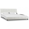 Cadru de pat fără saltea piele artificială albă 135x190 cm