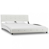 VidaXL Cadru de pat fără saltea piele artificială albă 135x190 cm