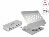 Docking station USB type C la HDMI/DisplayPort/LAN/Hub/HDR/PD + stand, Delock 18442